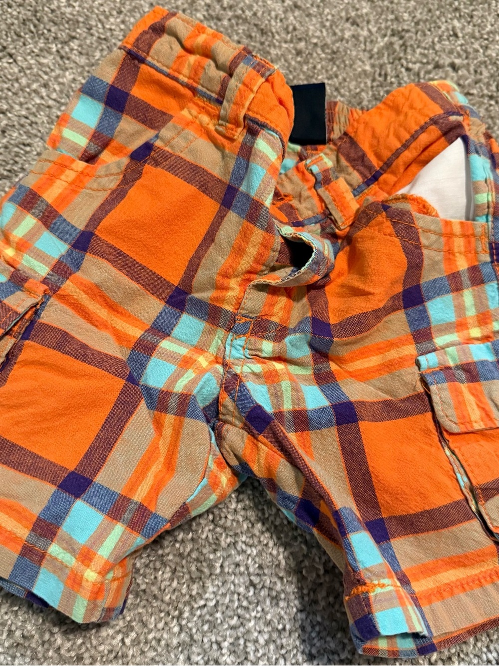 Old Navy Orange Plaid Cargo Shorts for Kids